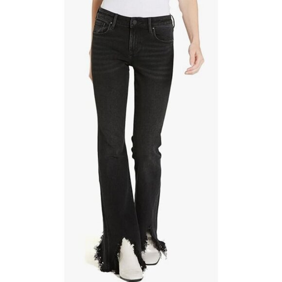 Dear John ROSIE MID RISE FLARE CLAYTON JEANS sz 27 NWT Black Ripped Hem Distress - Picture 4 of 4